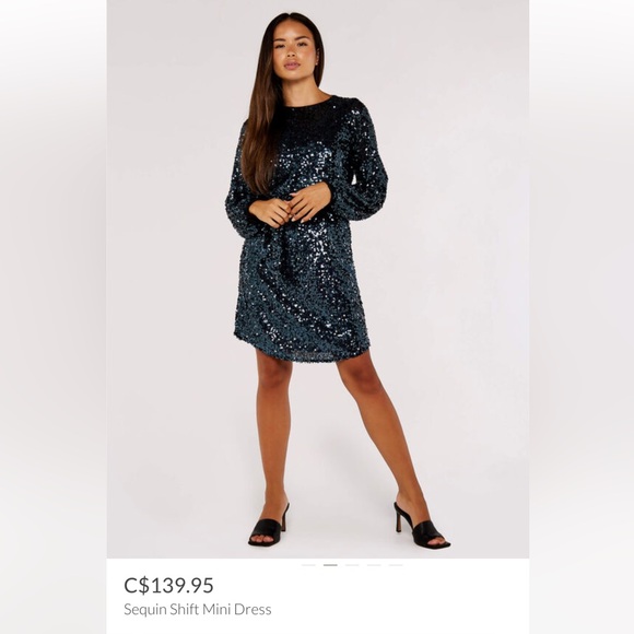 SO ♥️! Apricot Sequin Puff Sleeve Tie Waist Dress - Picture 2 of 6